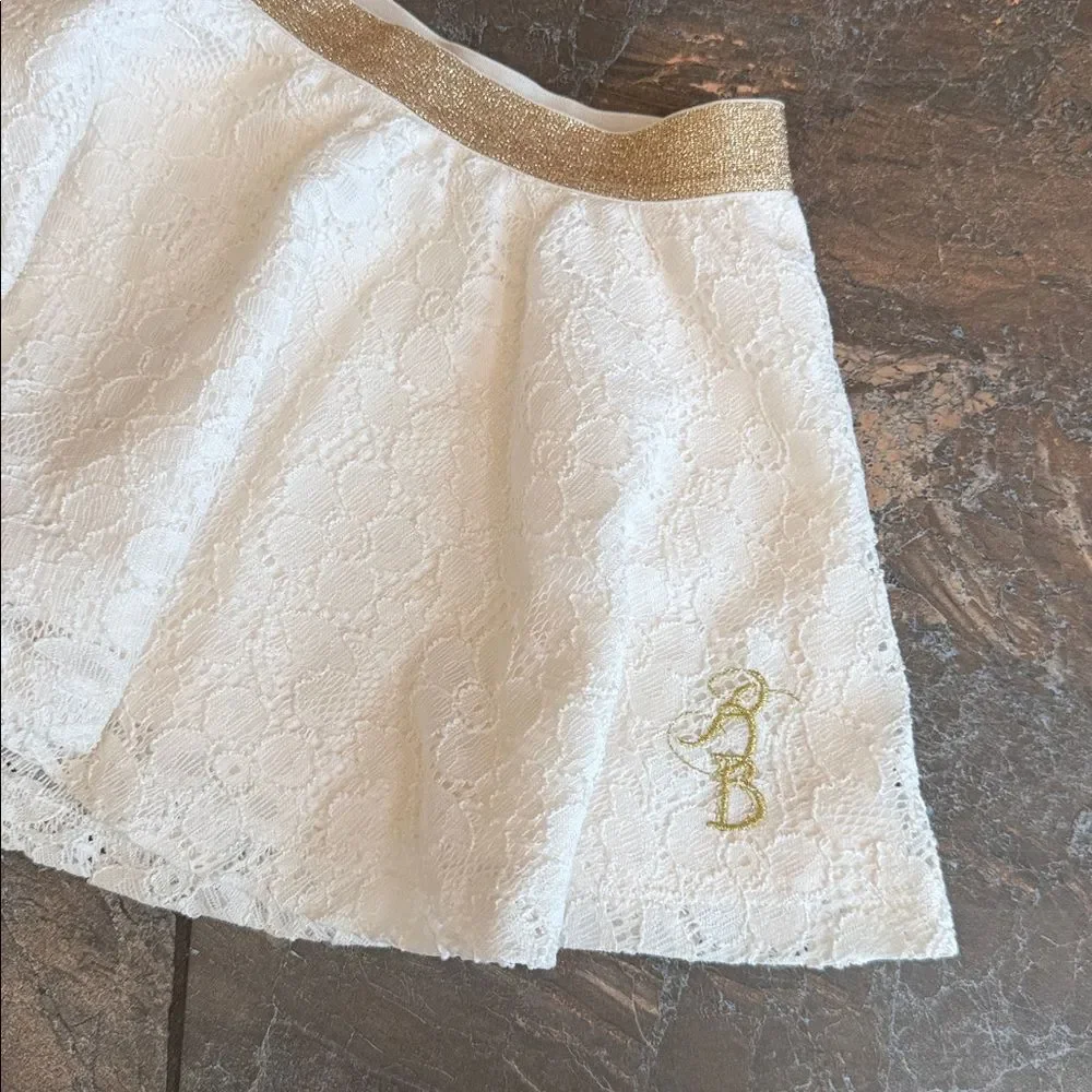 Disney White Lace Skort with Gold Elastic Waistband 4T